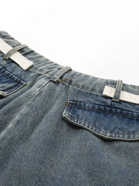 Men's Washed Loose Fit Cargo Denim Shorts