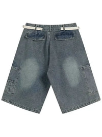 Men's Washed Loose Fit Cargo Denim Shorts