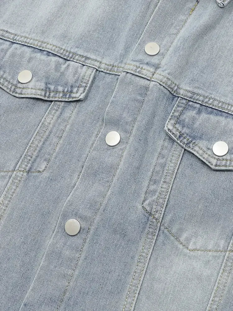 Men's Washed Short Sleeve Denim Shirt