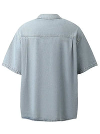 Men's Washed Short Sleeve Denim Shirt