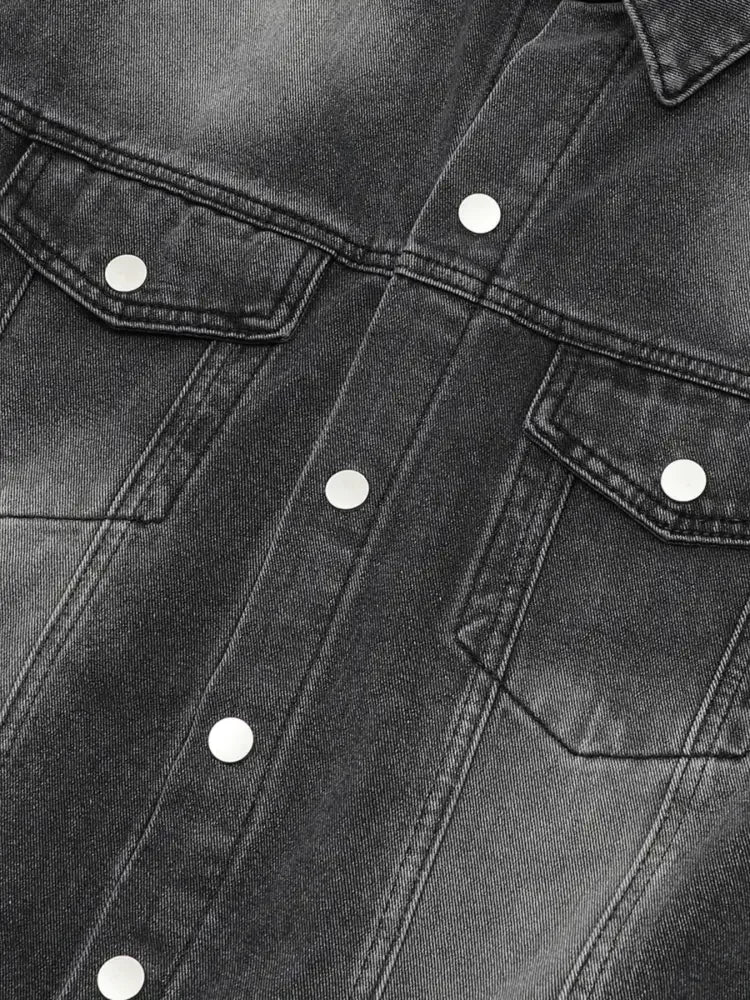 Men's Washed Short Sleeve Denim Shirt