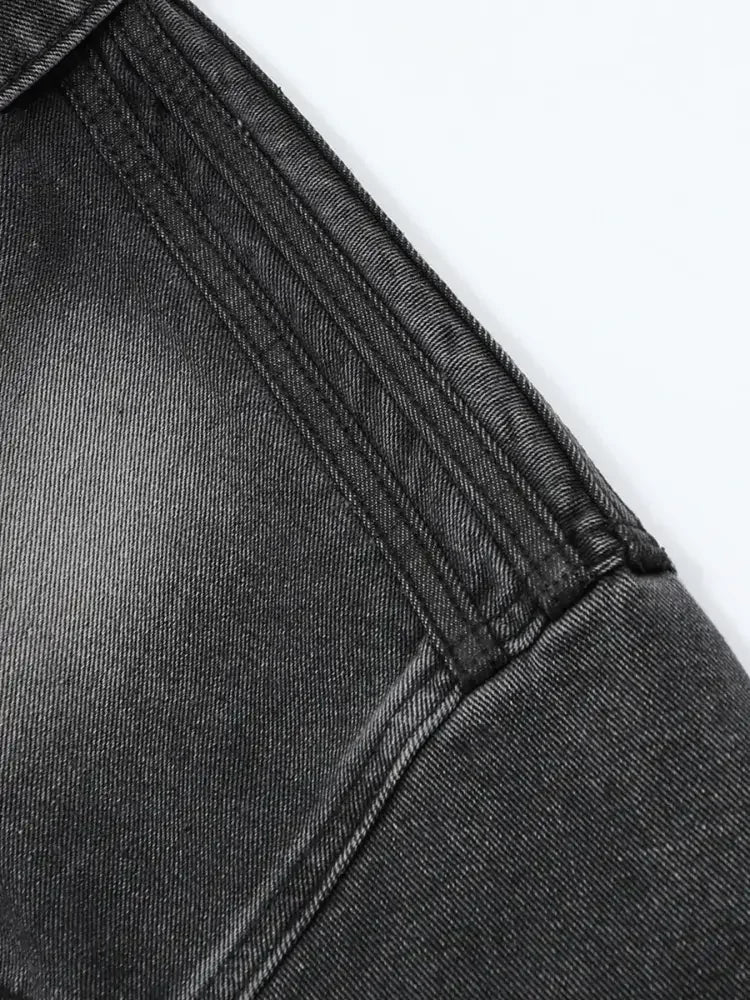 Men's Washed Short Sleeve Denim Shirt