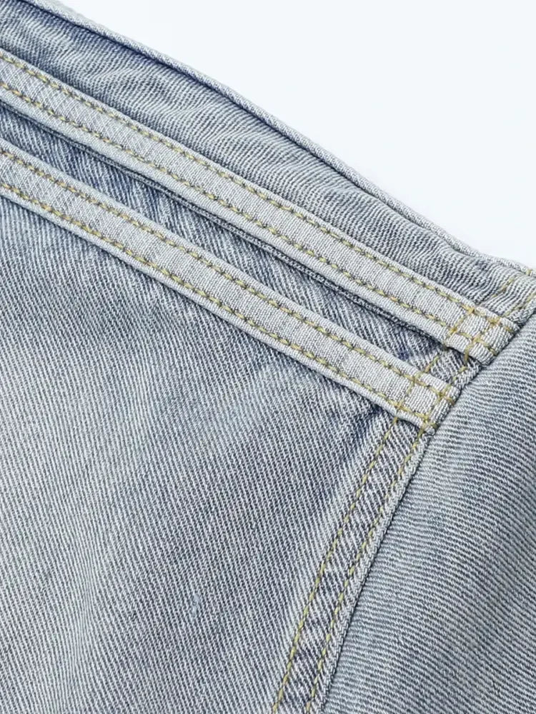 Men's Washed Short Sleeve Denim Shirt