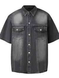 Men's Washed Short Sleeve Denim Shirt