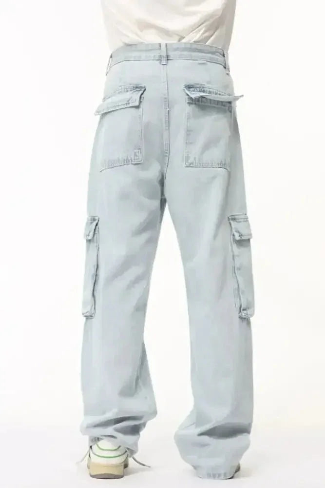 Men's Washed Straight Cargo Jeans - Update AvenueTrendsi100400310686169100400310686169Men's Washed Straight Cargo JeansLight