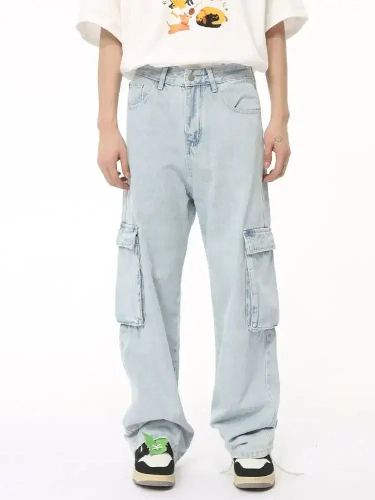 Men's Washed Straight Cargo Jeans - Update AvenueTrendsi100400310686169100400310686169Men's Washed Straight Cargo JeansLight