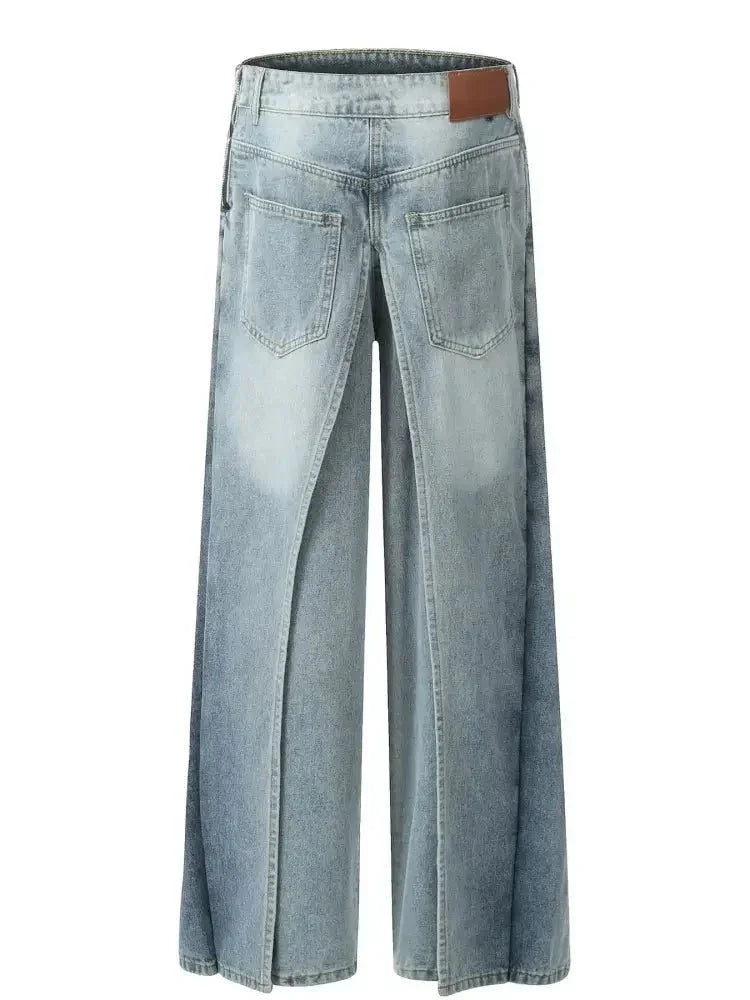 Men's Washed Straight Jeans with Side Zipper - Update AvenueTrendsi100400039083968100400039083968Men's Washed Straight Jeans with Side ZipperBlue