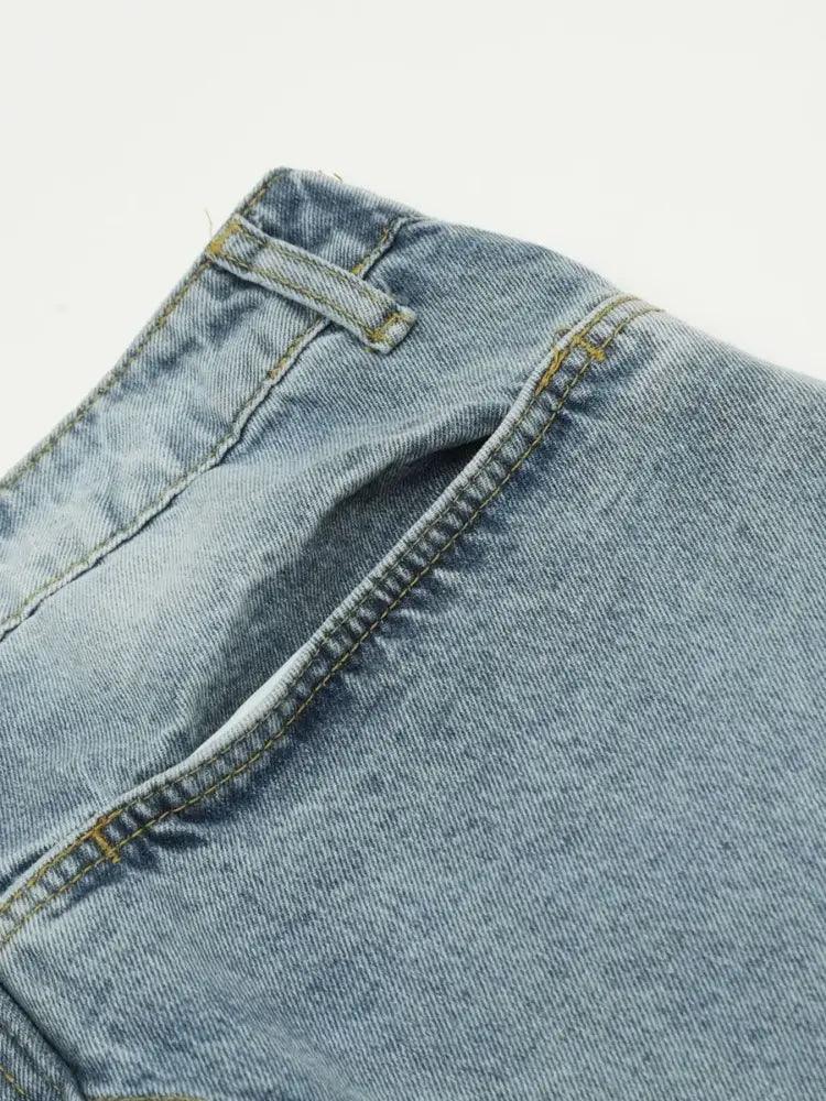 Men's Washed Straight Jeans with Side Zipper - Update AvenueTrendsi100400039083968100400039083968Men's Washed Straight Jeans with Side ZipperBlue