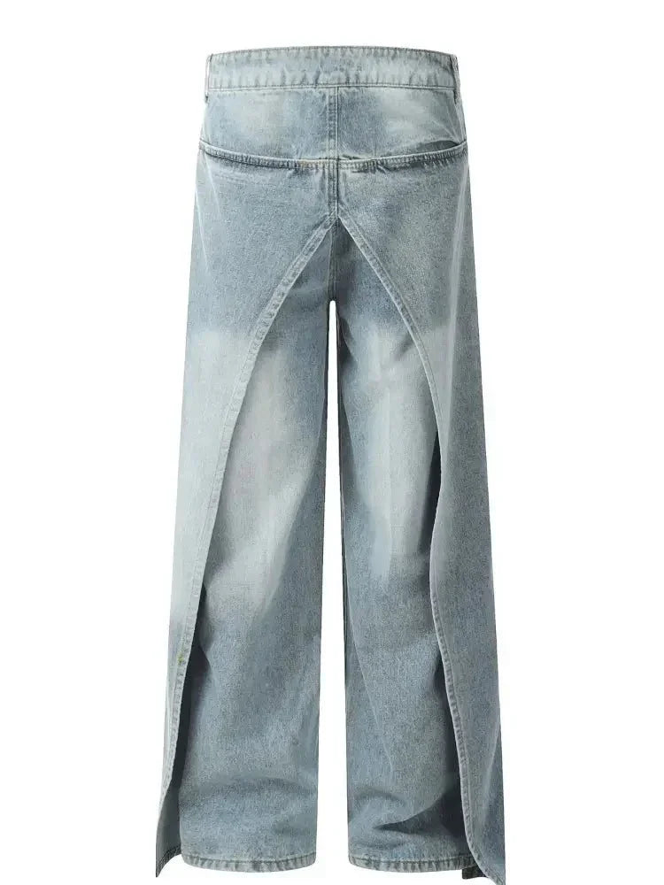 Men's Washed Straight Jeans with Side Zipper - Update AvenueTrendsi100400039083968100400039083968Men's Washed Straight Jeans with Side ZipperBlue