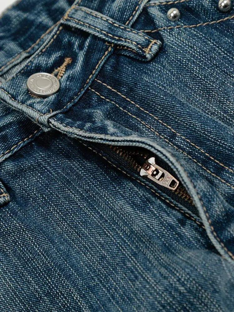Men's Washed Straight Jeans with Studded Decor - Update AvenueTrendsi100400272050188100400272050188Men's Washed Straight Jeans with Studded DecorBlue
