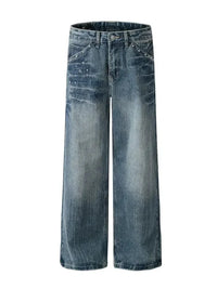 Men's Washed Straight Jeans with Studded Decor - Update AvenueTrendsi100400272050188100400272050188Men's Washed Straight Jeans with Studded DecorBlue