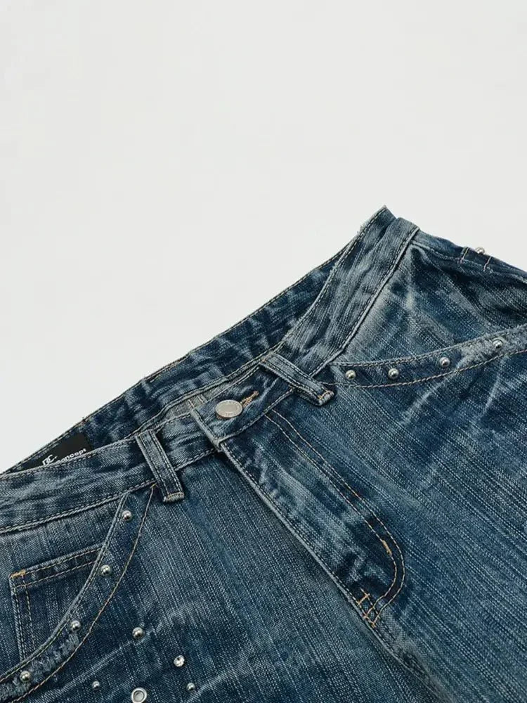 Men's Washed Straight Jeans with Studded Decor - Update AvenueTrendsi100400272050188100400272050188Men's Washed Straight Jeans with Studded DecorBlue