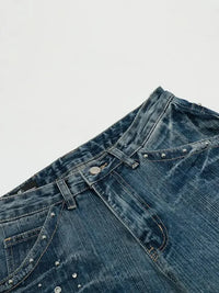 Men's Washed Straight Jeans with Studded Decor - Update AvenueTrendsi100400272050188100400272050188Men's Washed Straight Jeans with Studded DecorBlue