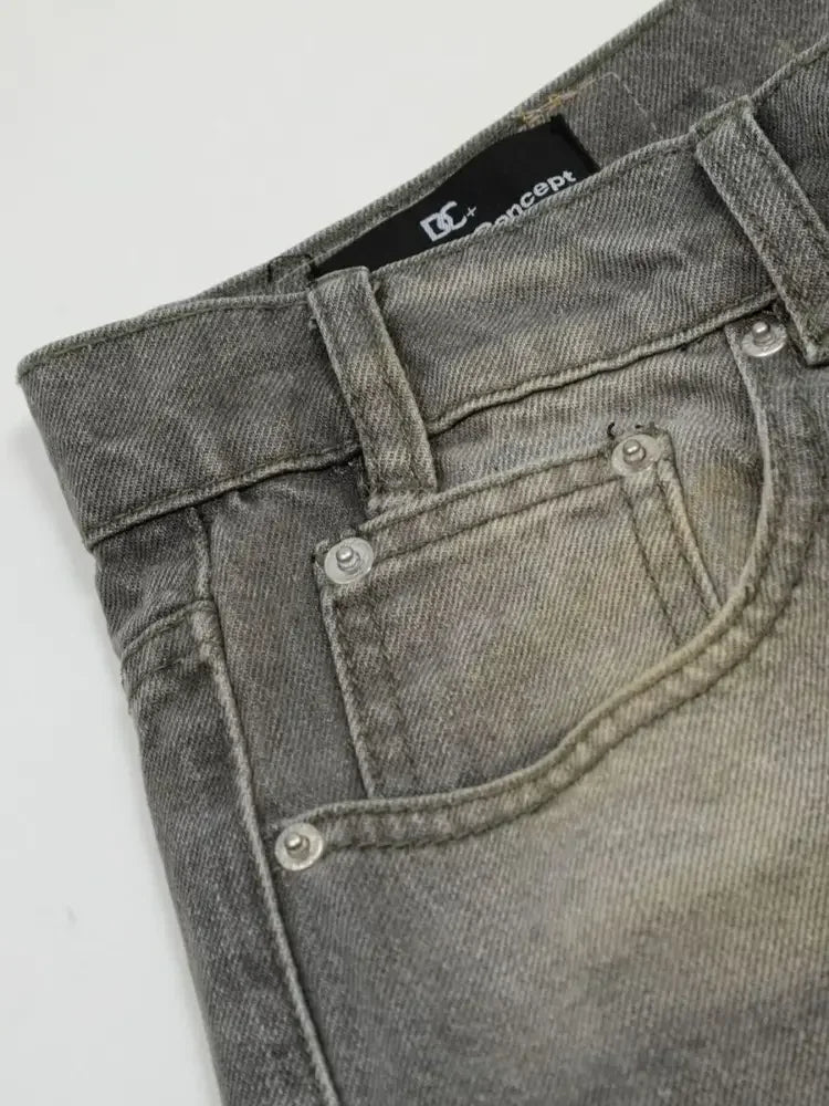 Men's Washed Straight Leg Jeans