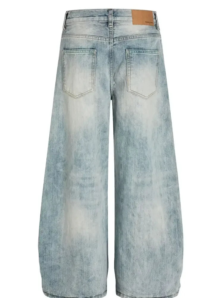 Men's Washed Wide Leg Baggy Jeans
