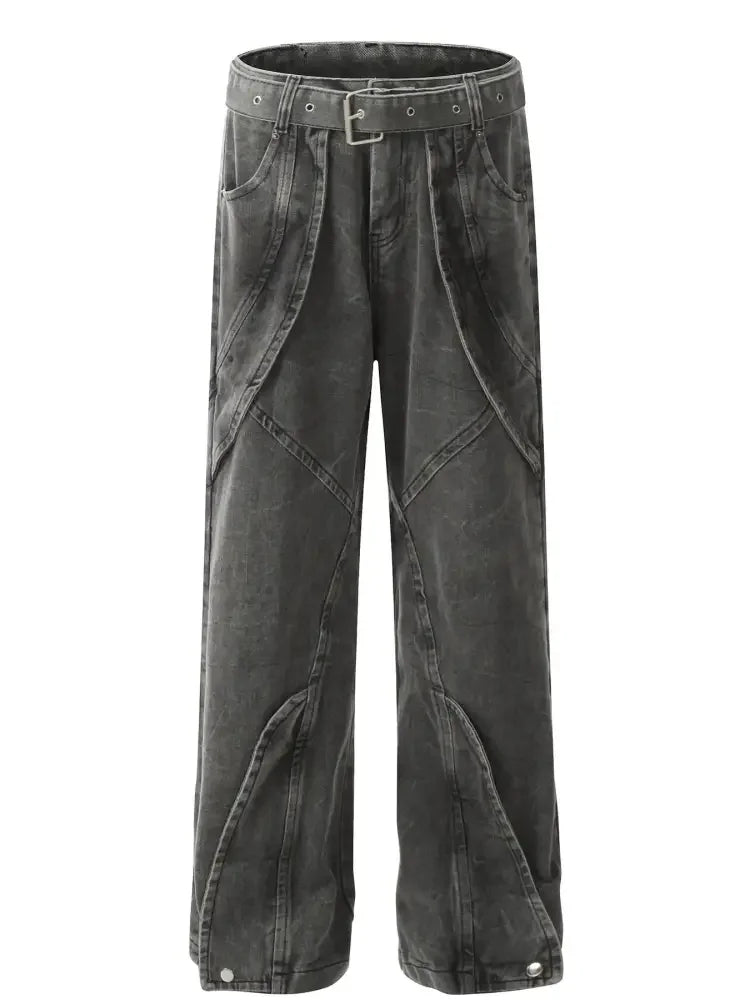 Men's Washed Wide-Leg Baggy Jeans