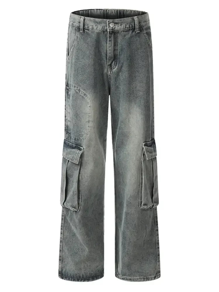 Men's Washed Wide Leg Cargo Jeans