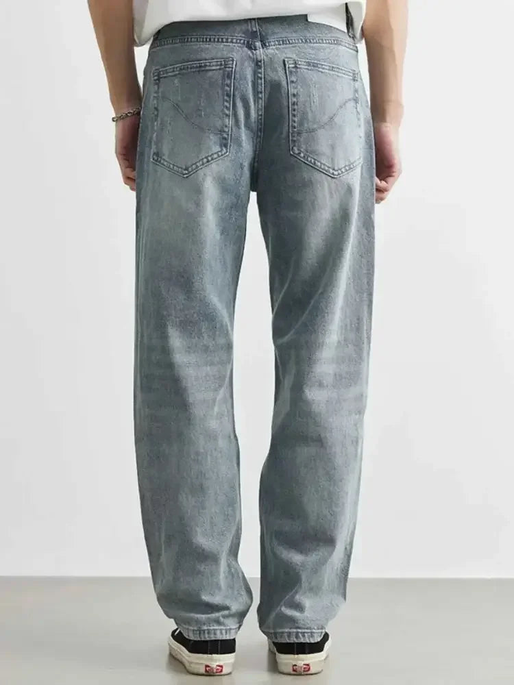 Men's Washed Wide Leg Distressed Jeans