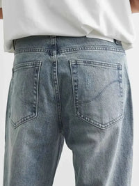 Men's Washed Wide Leg Distressed Jeans