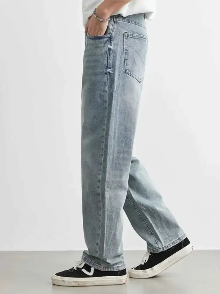 Men's Washed Wide Leg Distressed Jeans