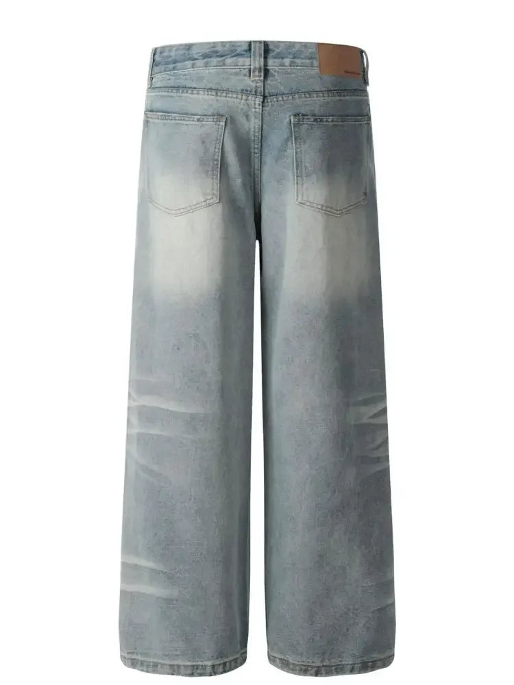Men's Washed Wide Leg Jeans