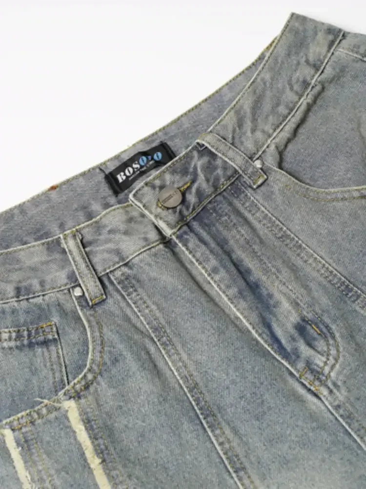Men's Washed Wide Leg Jeans