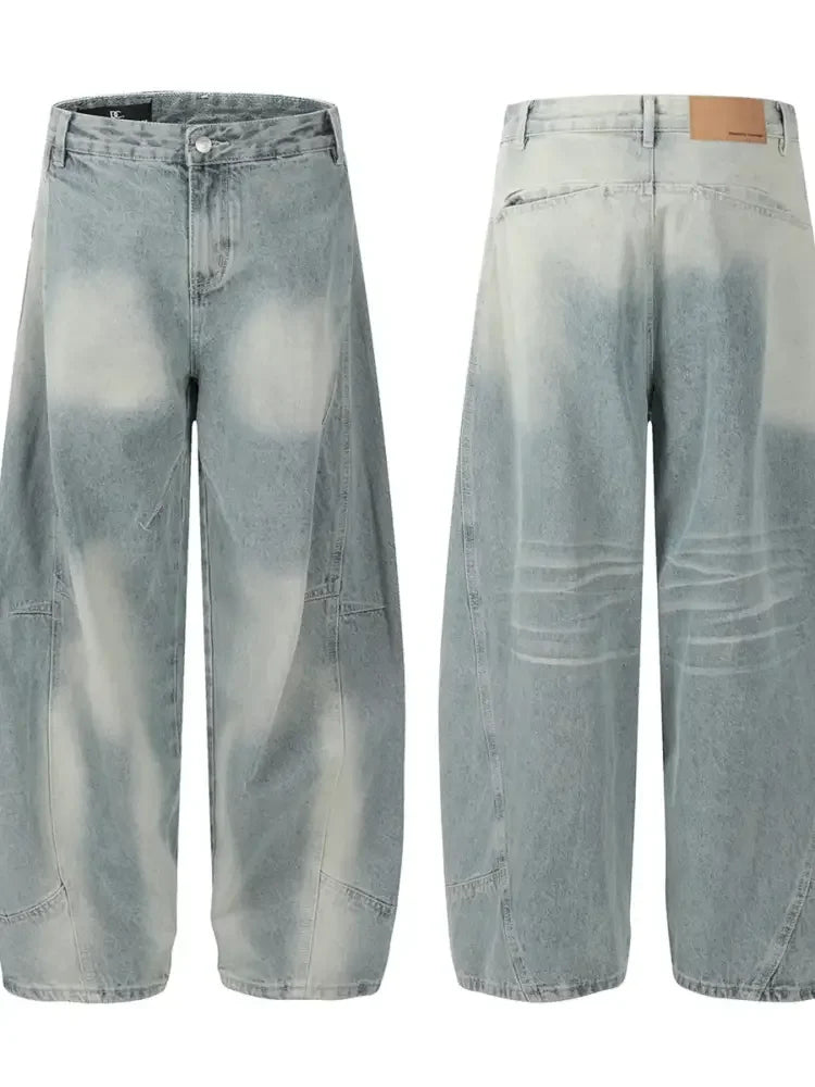 Men's Washed Wide Leg Jeans