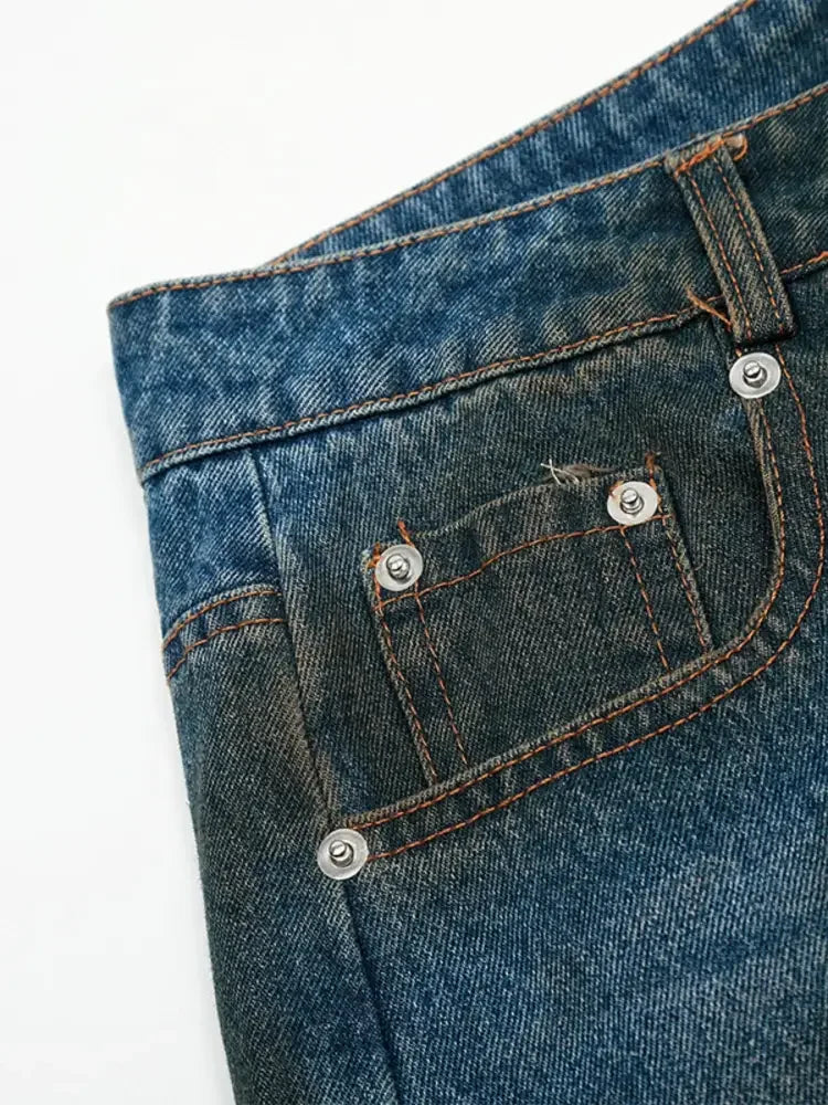 Men's Washed Wide Leg Jeans