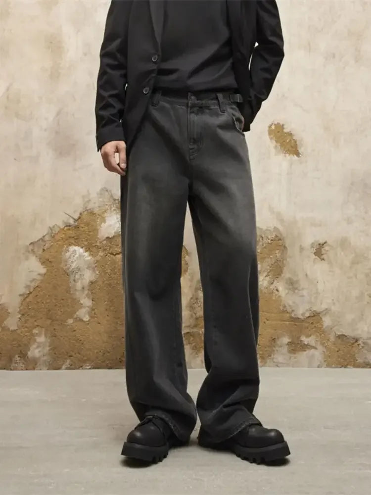 Men's Washed Wide Leg Jeans
