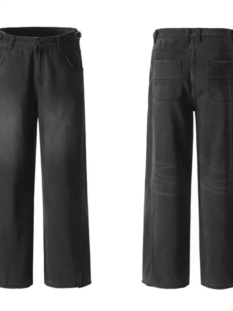 Men's Washed Wide Leg Jeans