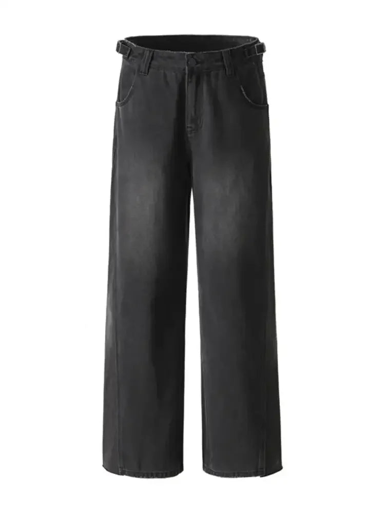 Men's Washed Wide Leg Jeans