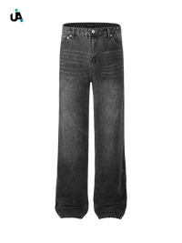 Washed black wide leg jeans with button fly from Men’s Washed Wide Leg Jeans collection