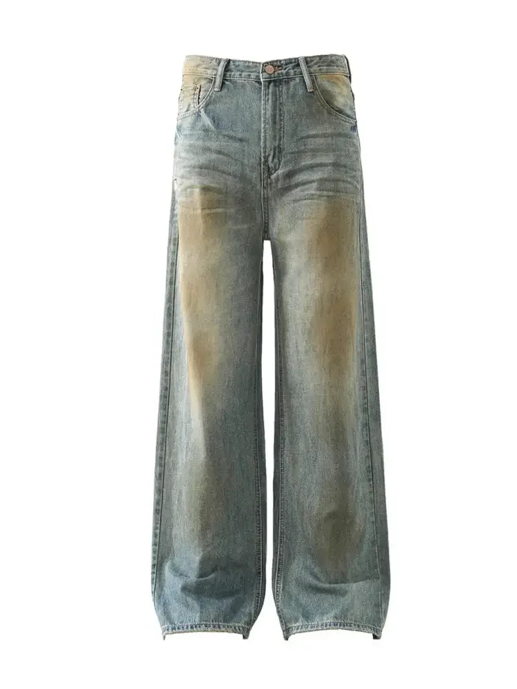 Men's Washed Wide Leg Jeans
