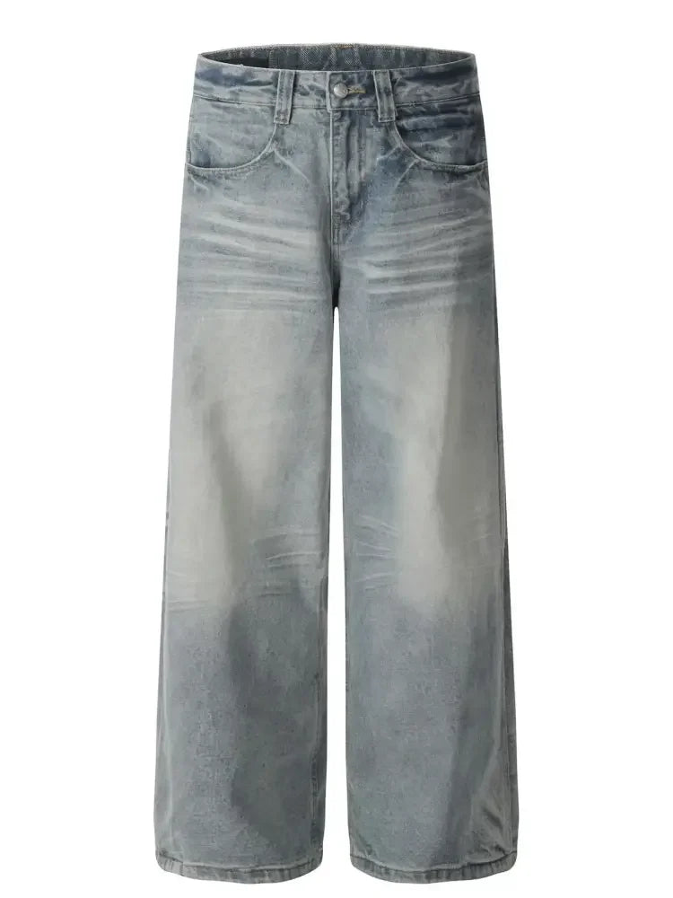 Men's Washed Wide Leg Jeans