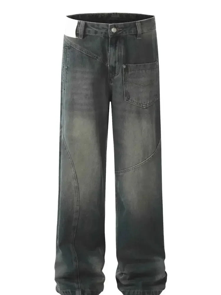 Men's Washed Wide Leg Jeans