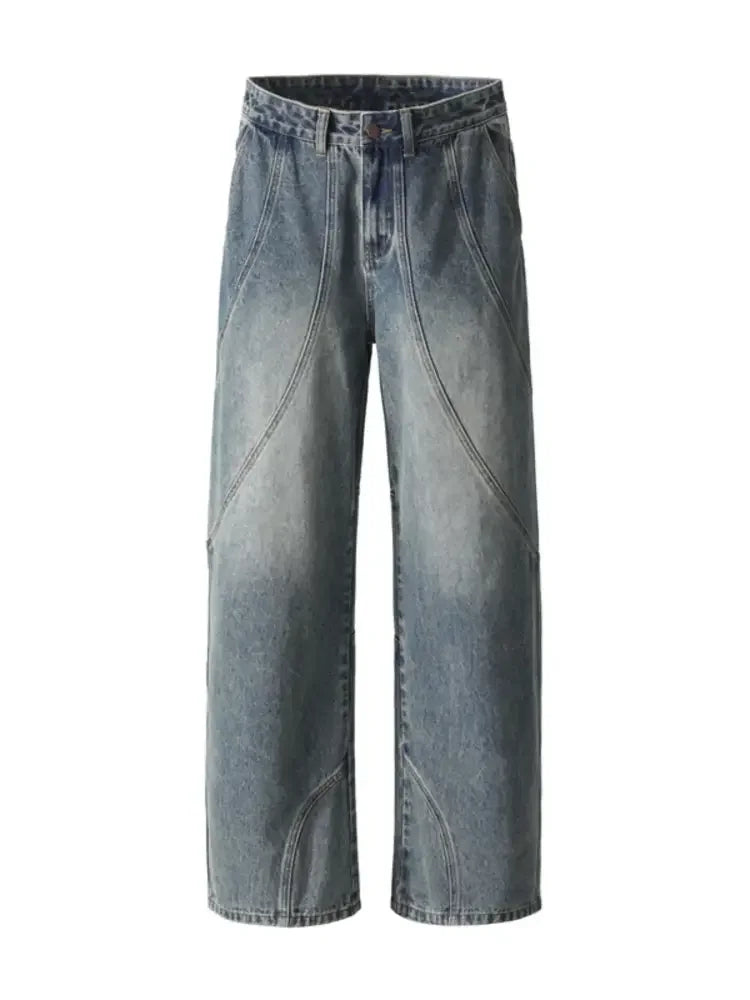 Men's Washed Wide Leg Jeans