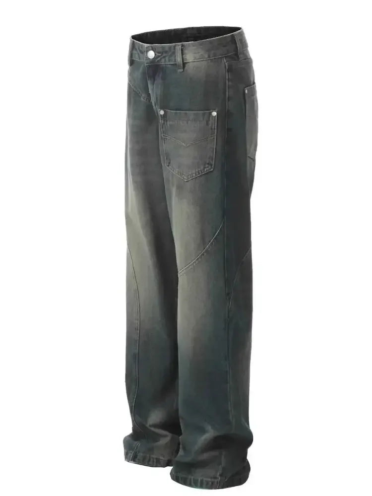 Men's Washed Wide Leg Jeans