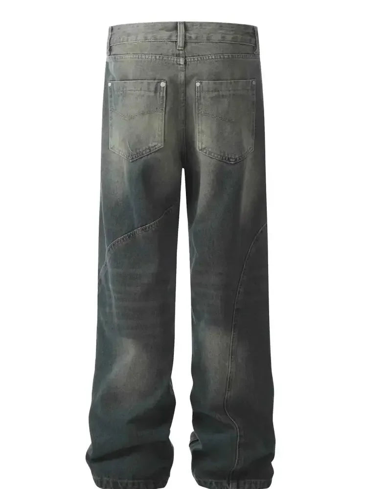 Men's Washed Wide Leg Jeans