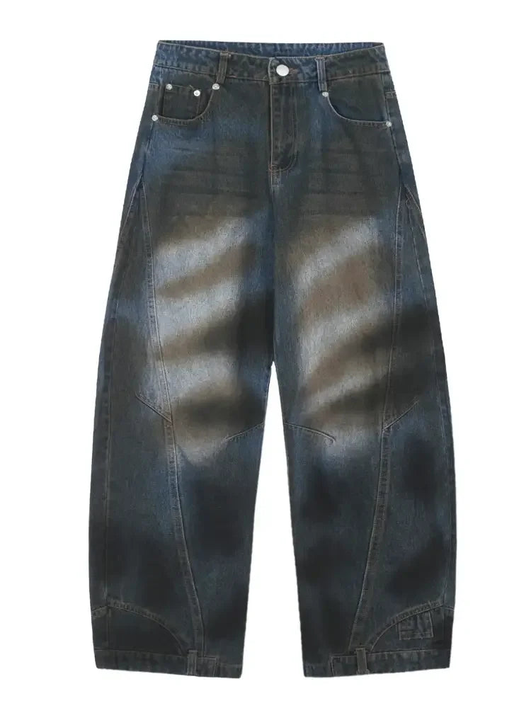 Men's Washed Wide Leg Jeans