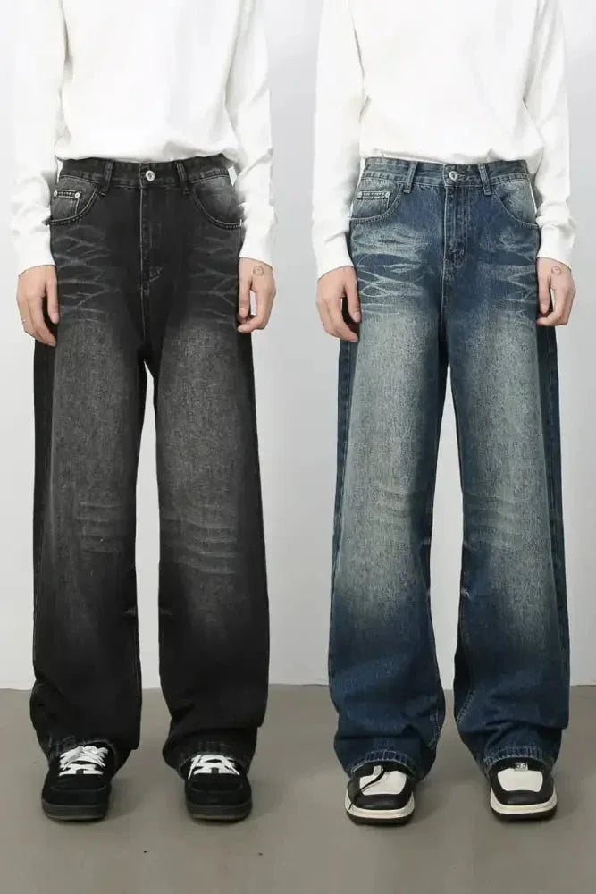 Men's Washed Wide Leg Jeans with Pockets - Update AvenueTrendsi100400779854663100400779854663Men's Washed Wide Leg Jeans with PocketsMedium