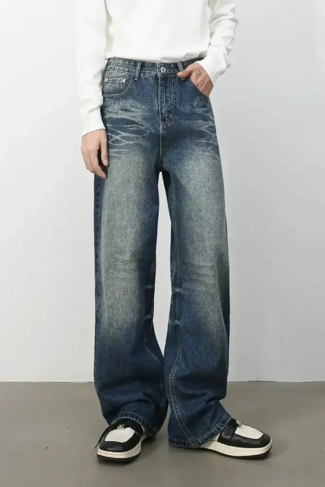 Men's Washed Wide Leg Jeans with Pockets - Update AvenueTrendsi100400779854663100400779854663Men's Washed Wide Leg Jeans with PocketsMedium