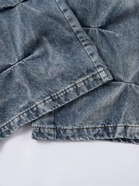 Men's Washed Wide Leg Pleated Jeans