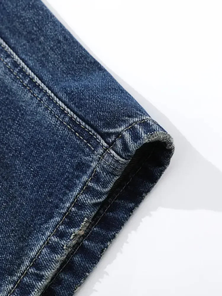 Men's Washed Wide Leg Pleated Jeans