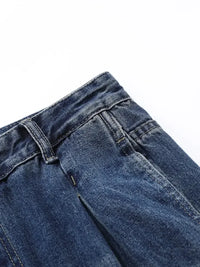 Men's Washed Wide Leg Pleated Jeans