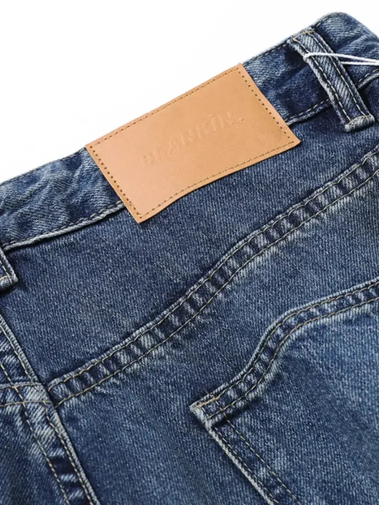Men's Washed Wide Leg Pleated Jeans