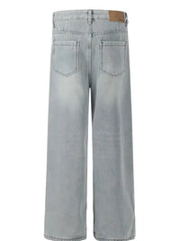 Men's Washed Wide Leg Relaxed Fit Denim Jeans