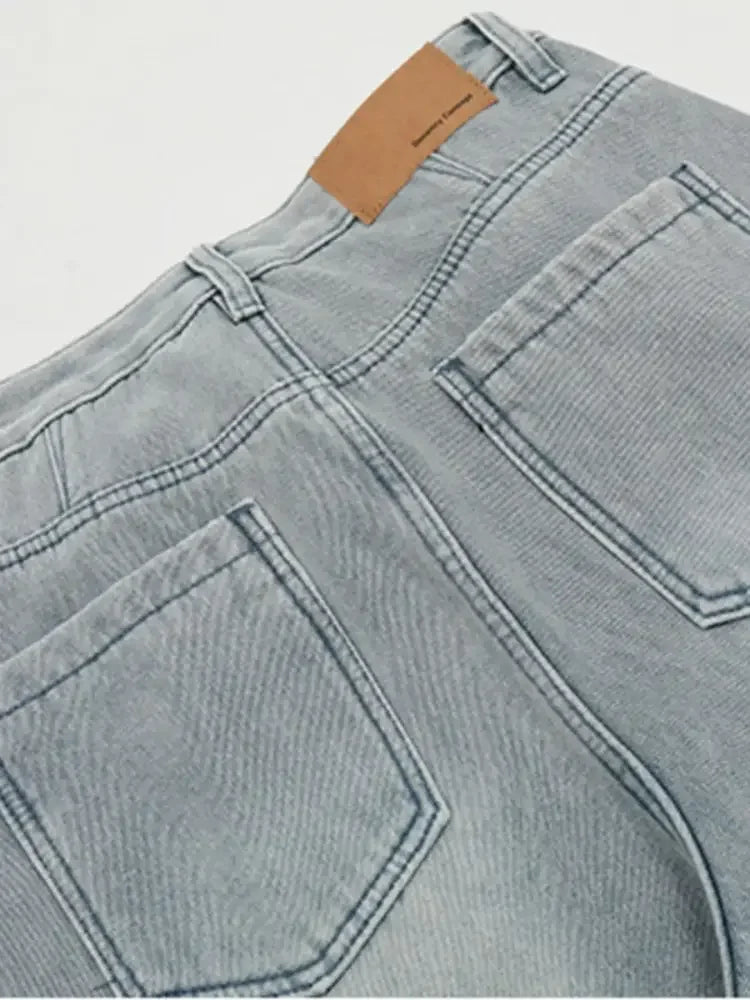 Men's Washed Wide Leg Relaxed Fit Denim Jeans
