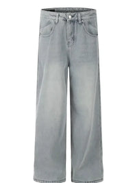 Men's Washed Wide Leg Relaxed Fit Denim Jeans