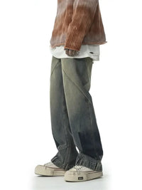 Men's Washed Wide Leg Relaxed Fit Jeans