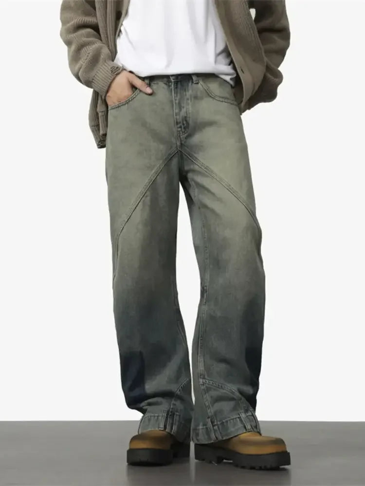 Men's Washed Wide Leg Relaxed Fit Jeans